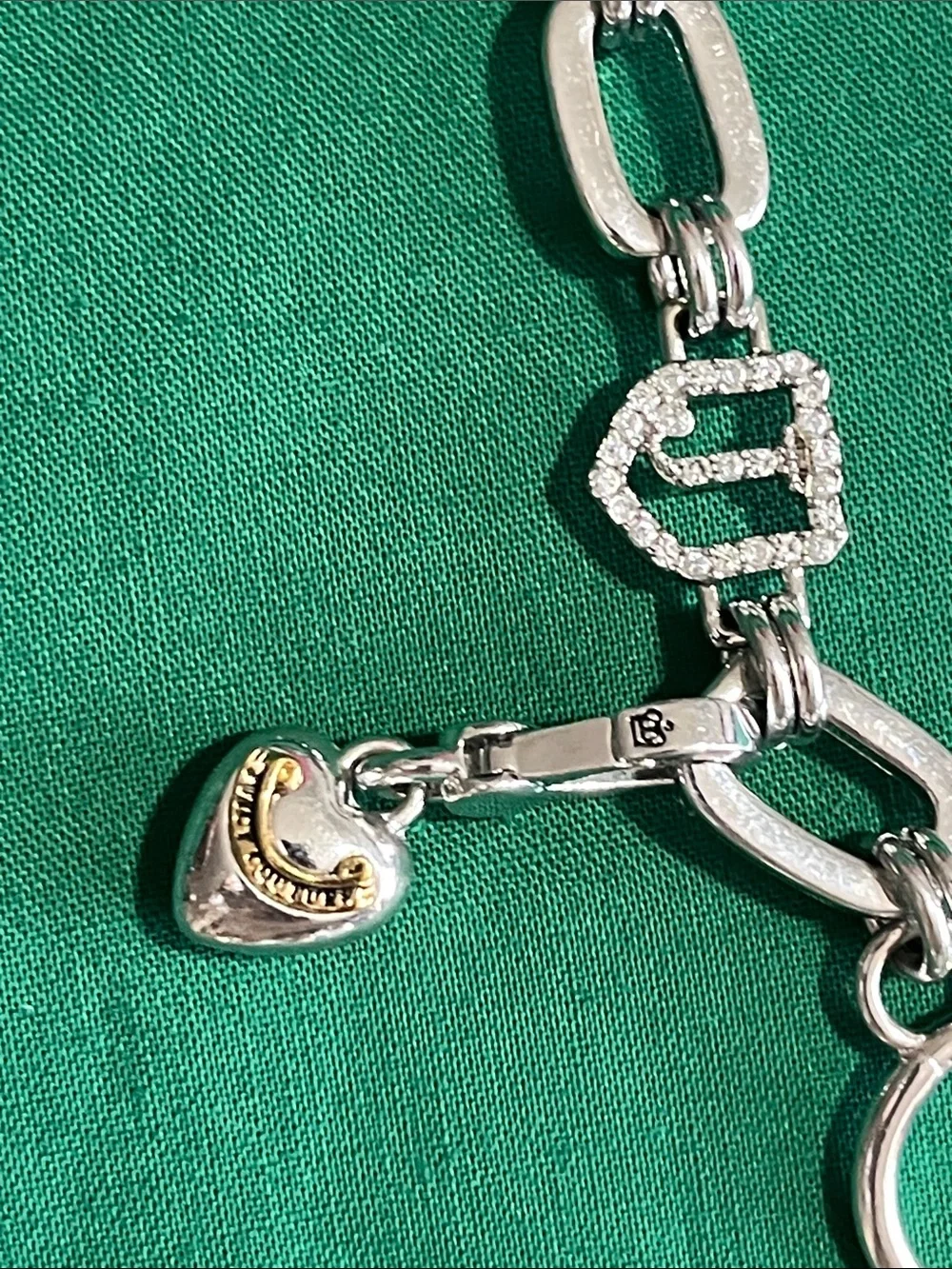 Juicy Couture Silver Crystal Link Bracelet with Heart Charm
